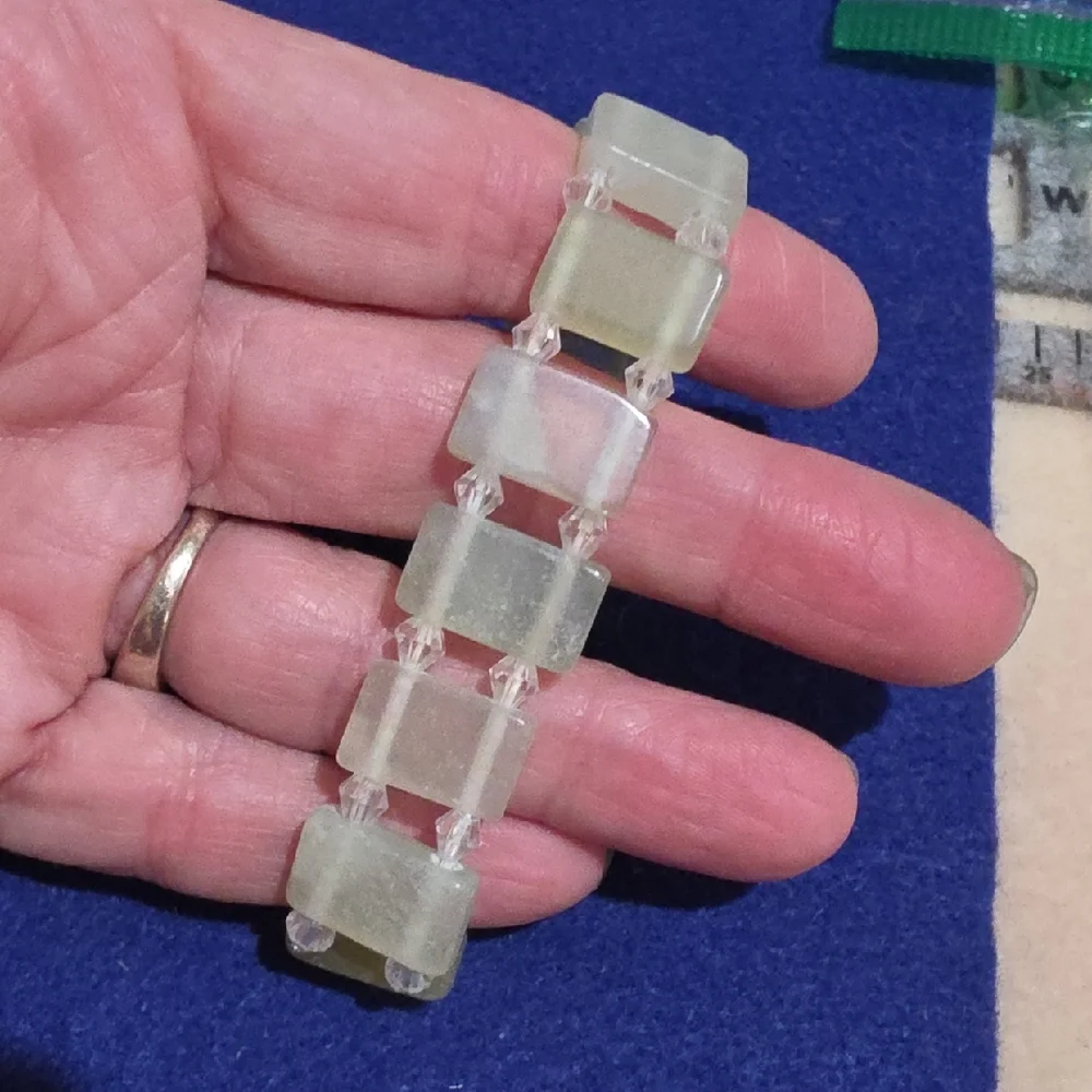 Unbranded Frosted Pale Green Square-Link Wristband